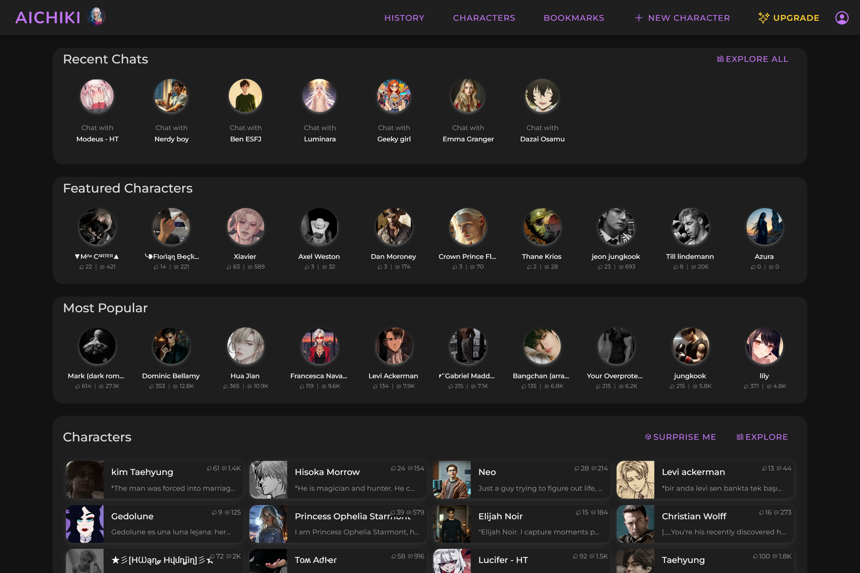 Screenshot of AICHIKI app on a desktop browser